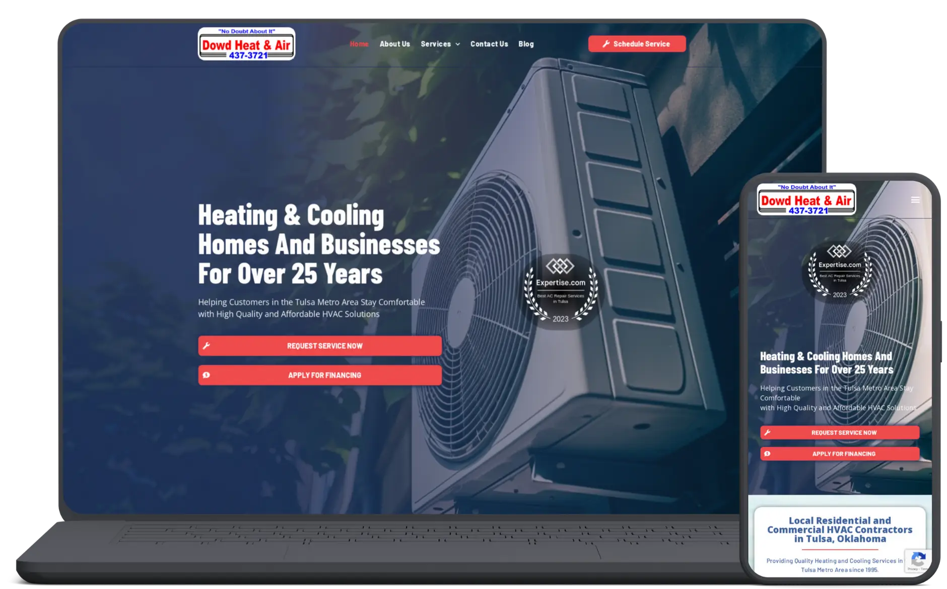 Mockup of the Dowd Heat and Air website - An HVAC company website from Digon Design