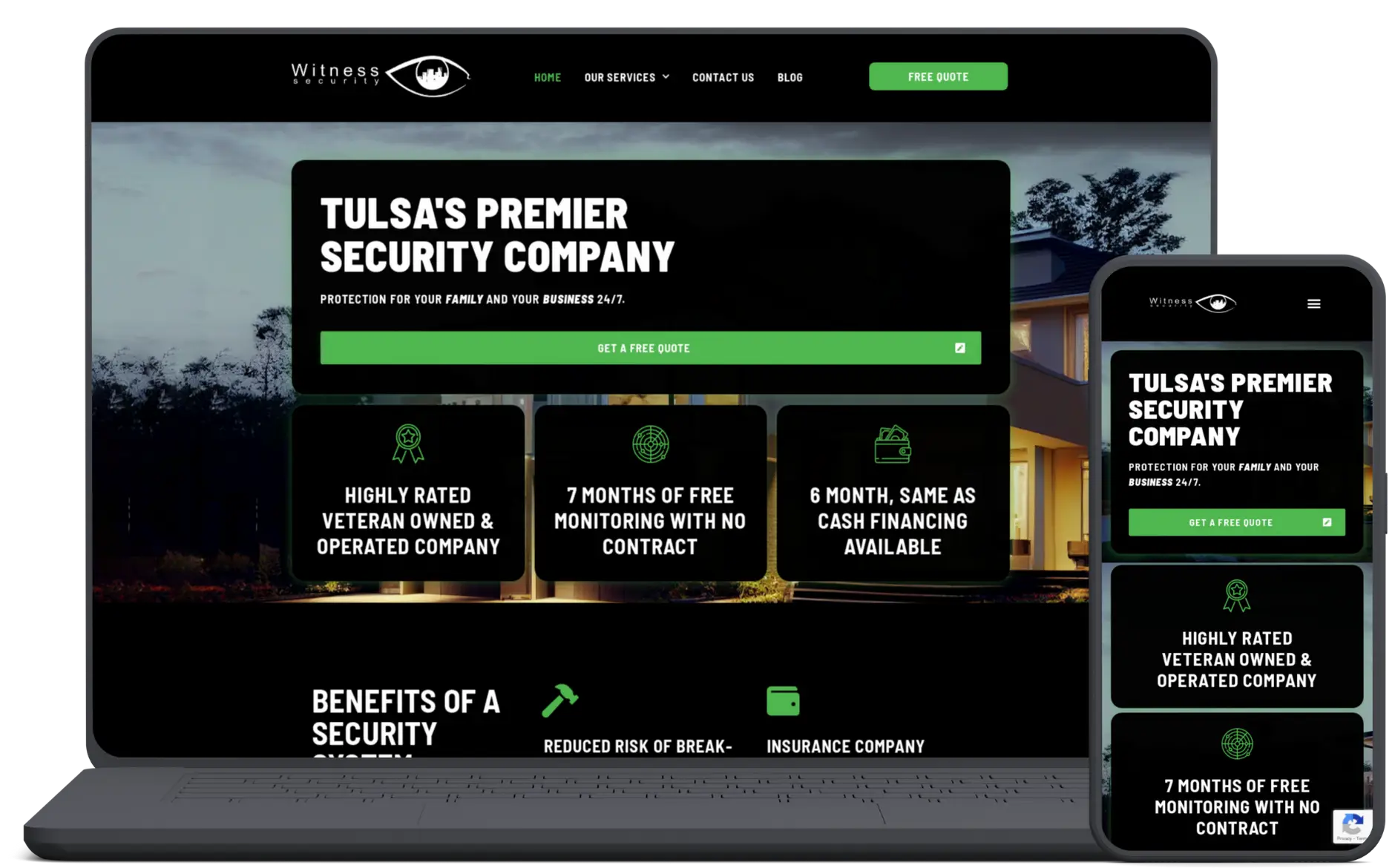 Mockup of the Witness Security Website - A Tulsa based security company