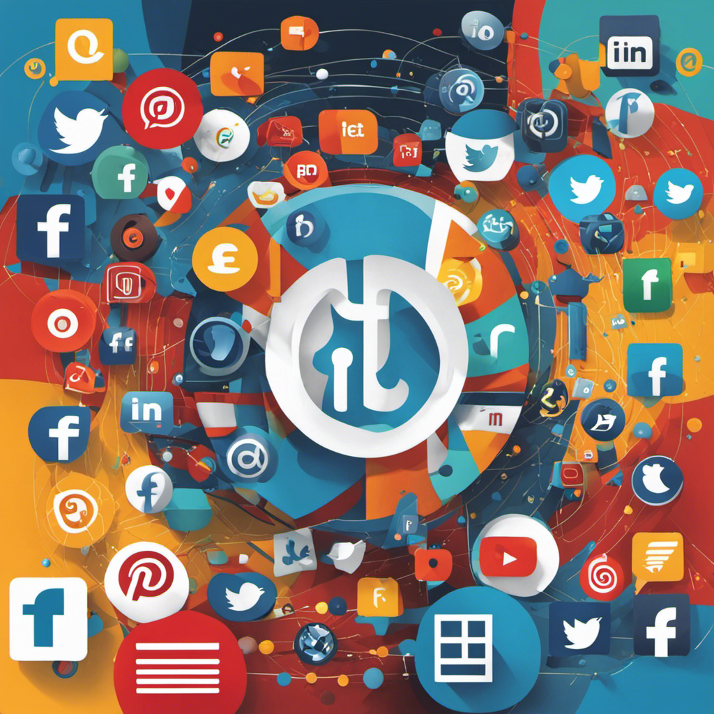 An abstract image depicting the intertwining of social media icons and search engine rankings, with contrasting colors and bold lines to convey the impact of social media on SEO