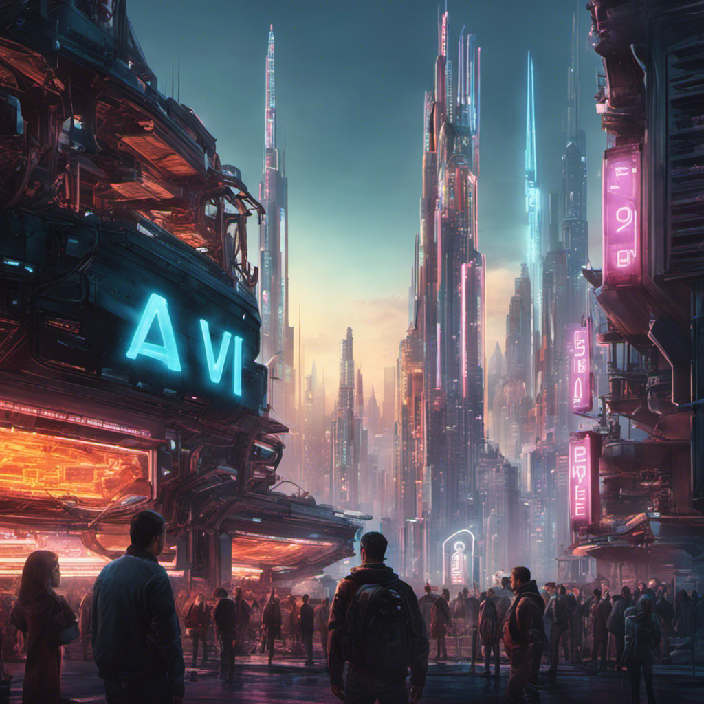 An image of a futuristic city skyline with "AI"written in neon lights