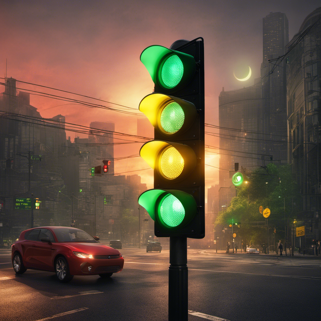 An image of a traffic light with a green light, representing a good SEO score, a yellow light for average, and a red light for poor