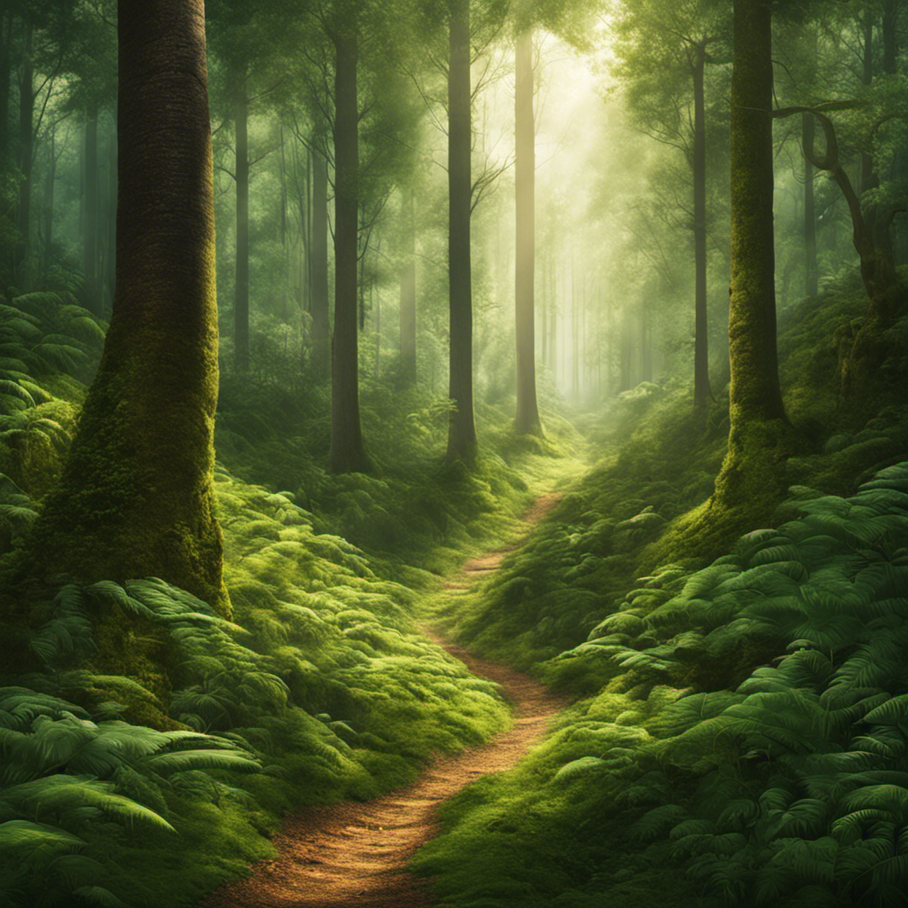 An image showcasing a dense forest with a clear path leading to a brightly lit clearing, symbolizing the organic growth and long-term sustainability of SEO compared to the short-term visibility of Google Ads