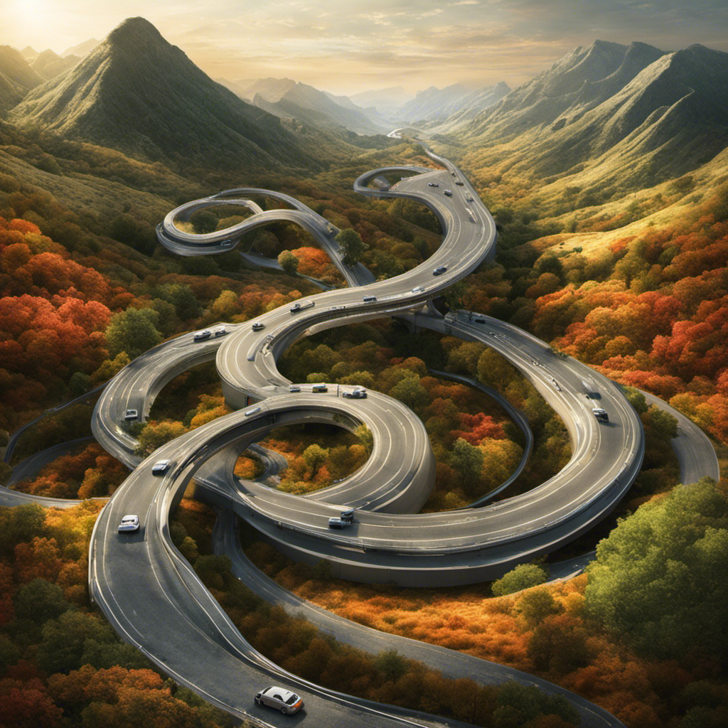 An image of a winding road leading to a search engine, with various destinations labeled as specific pages on a website
